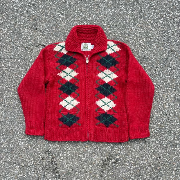 Canadian Sweater 아가일 패턴 헤비울 스웨터