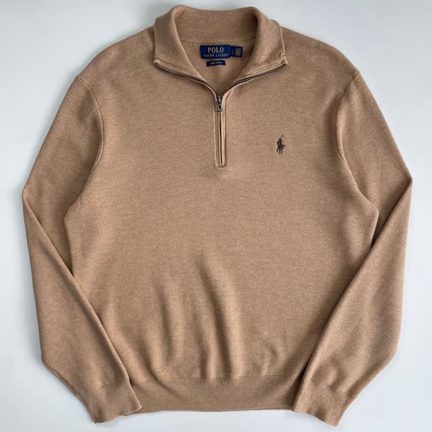 Polo 폴로 랄프로렌 신형 베이지 브라운 쿼터 집업 니트