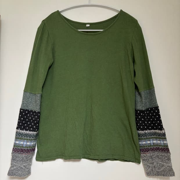 niko and 니코앤드 그린 도트 패치워크 니트 말차 모리걸 그런지