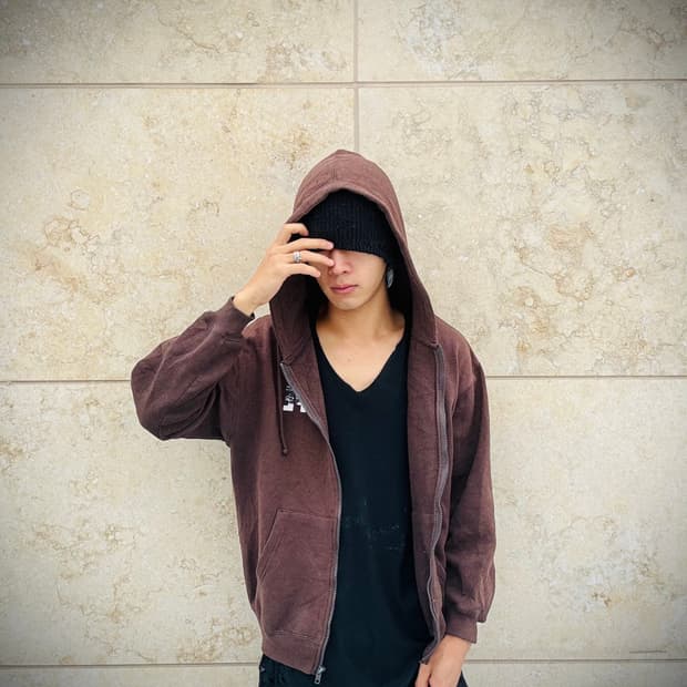 “Vintage” Y2K Print Brown Hoodie zip Up