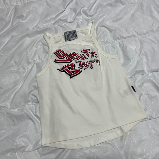 유쓰배쓰 프린팅 세미크롭 나시 스트릿레트로힙합갸루펑크