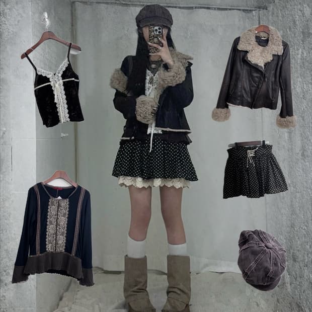 브라운 데일리 니혼진 오리엔탈 갸루 코디세트 