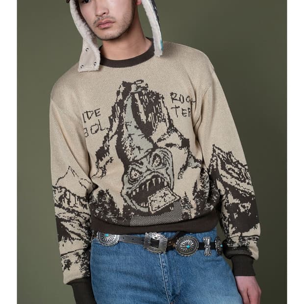 캐피탈 Slide rock bolter 자카드 빈티지 니트  