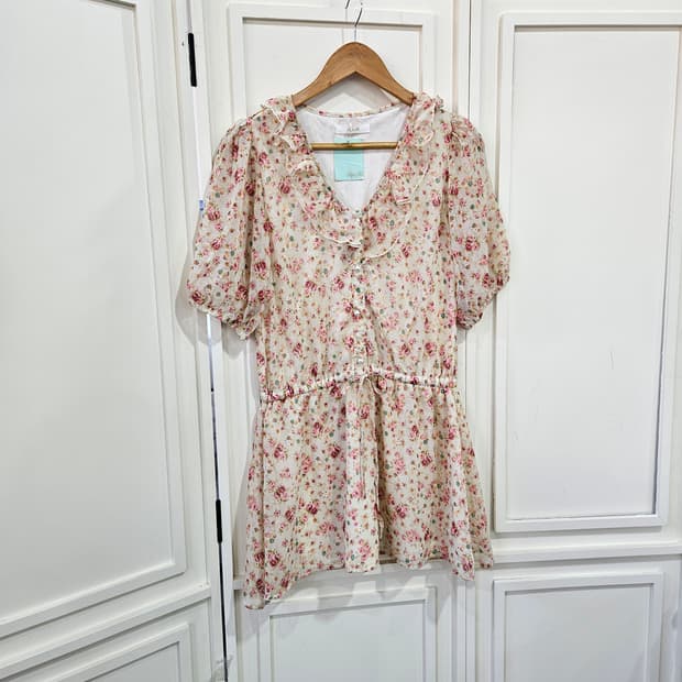 플라워 쉬폰 미니 원피스