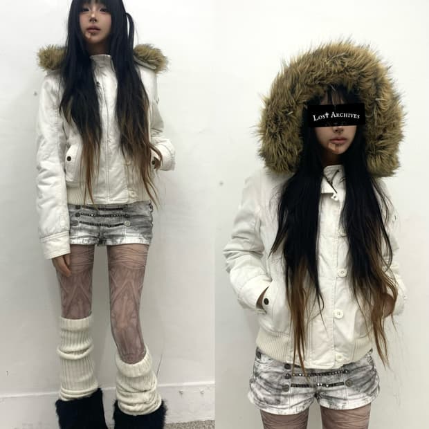 Abecrombie 00s fur down wolfjo parka 