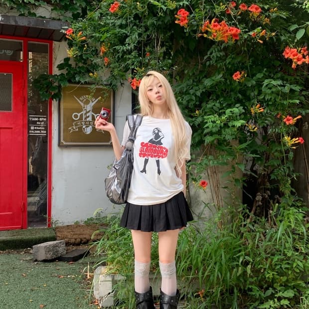 히스테릭글래머 걸프린팅 티셔츠