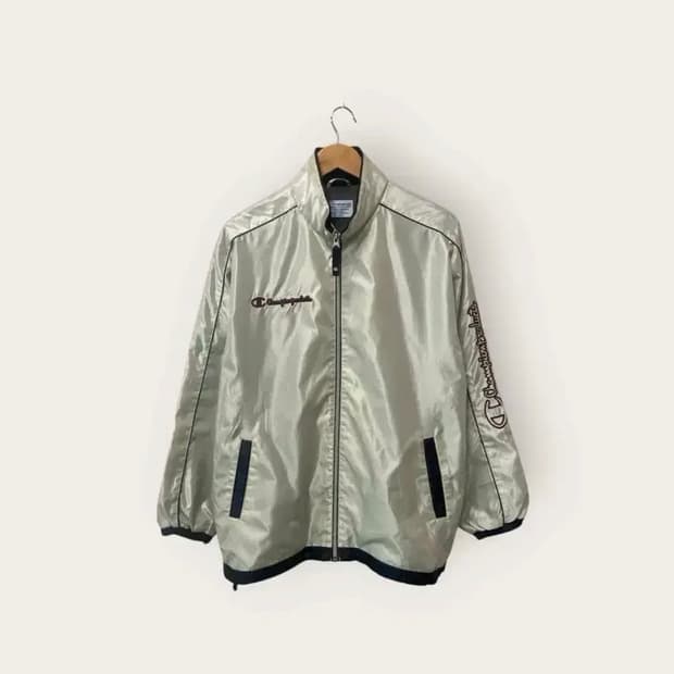 챔피온JP 올드스쿨 실버 나일론 윈드브레이커 자켓 M-XL