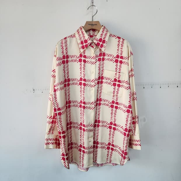 유니클로x마르니 체크 셔츠 아이보리/레드