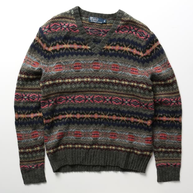 폴로 페어아일 브이넥 니트  