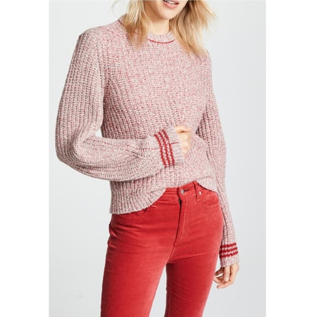 랙앤본 퍼프소매 메리노울 니트 스웨터