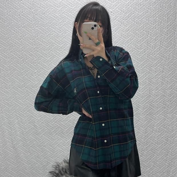 폴로 랄프로렌 블레이크 타탄체크 도그패치 셔츠 90 C09271