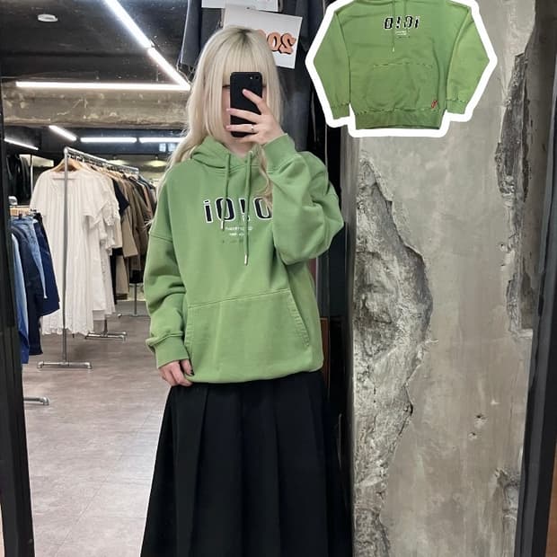 oioi 자수 로고 후드티 그린 M #csz4102
