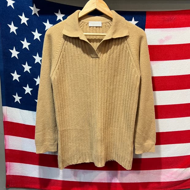 Genny 캐시미어 카라넥 골지 니트