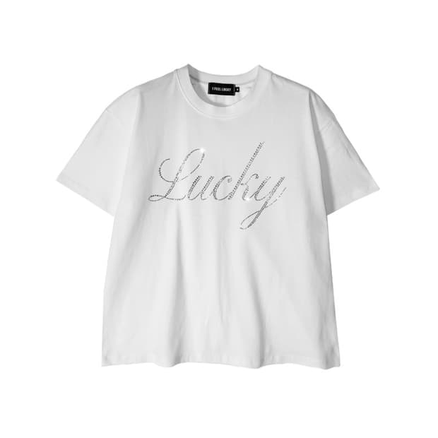 [m] ifeellucky 아이필럭키 블링 반팔티 화이트