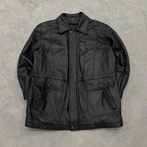 100 빈티지 양가죽 블랙 레더자켓
