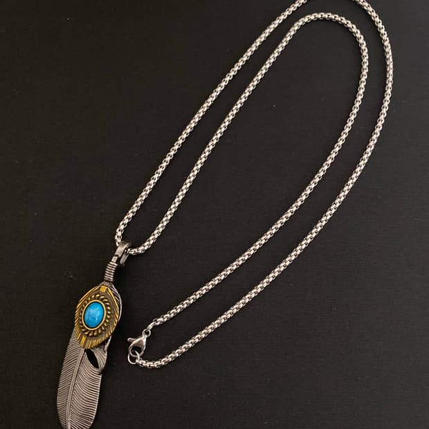 터키석 깃털 목걸이