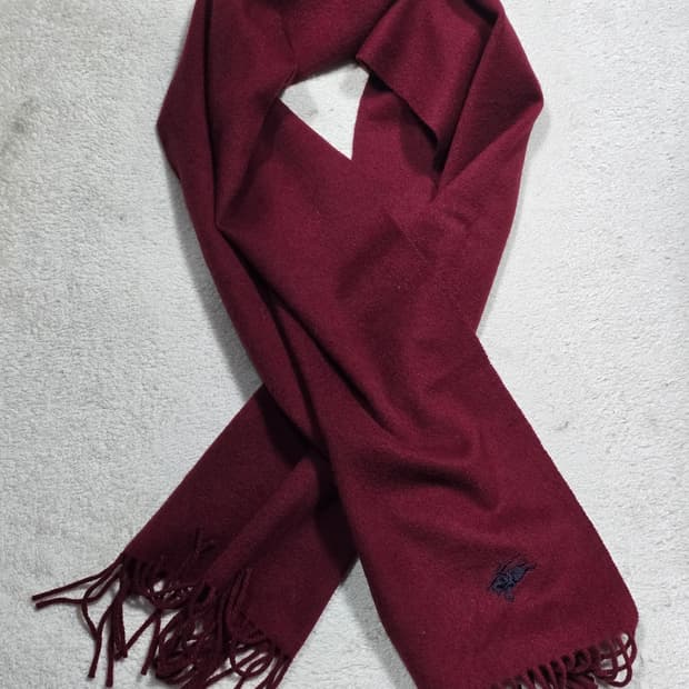 버버리 캐시미어 버건디 로고각인 머플러