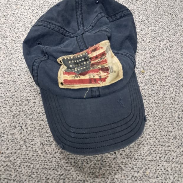 폴로 성조기 패치 워싱 볼캡 네이비
