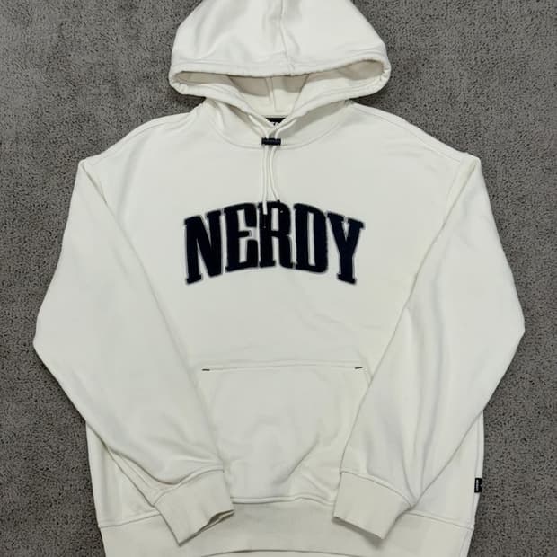 (S) 널디 빅로고 후드 티 아이보리