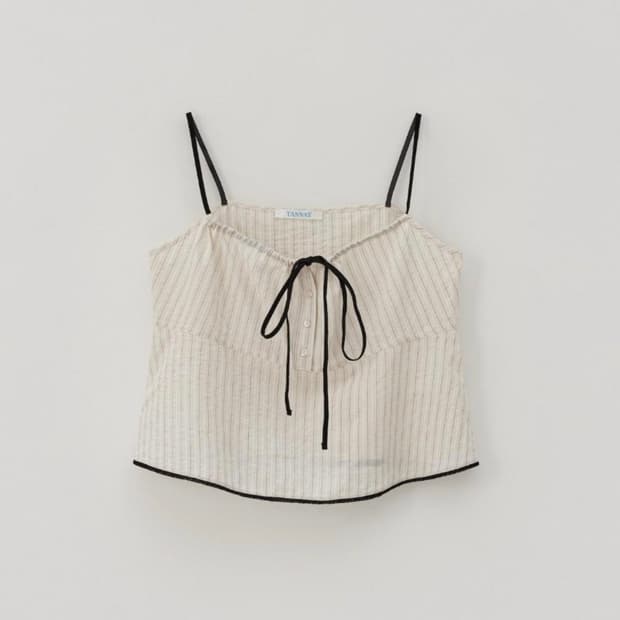 타낫 리본 쉬어 슬리브리스 탑