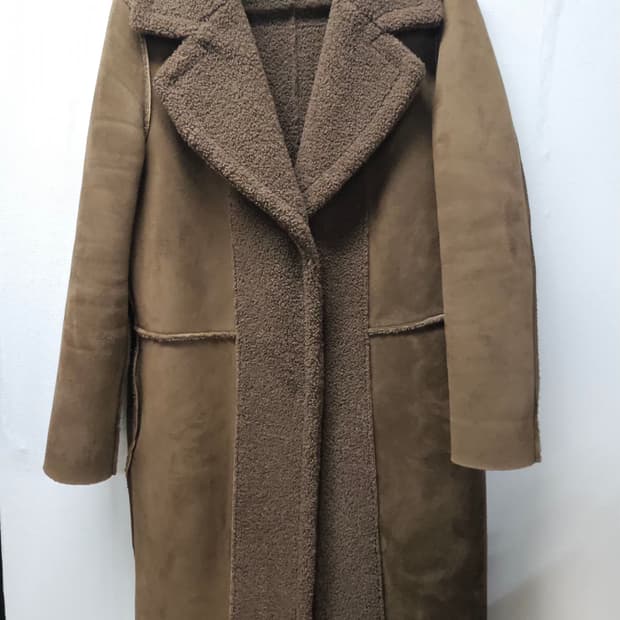 리버시블 카멜  뽀글이 무스탕  코트 L