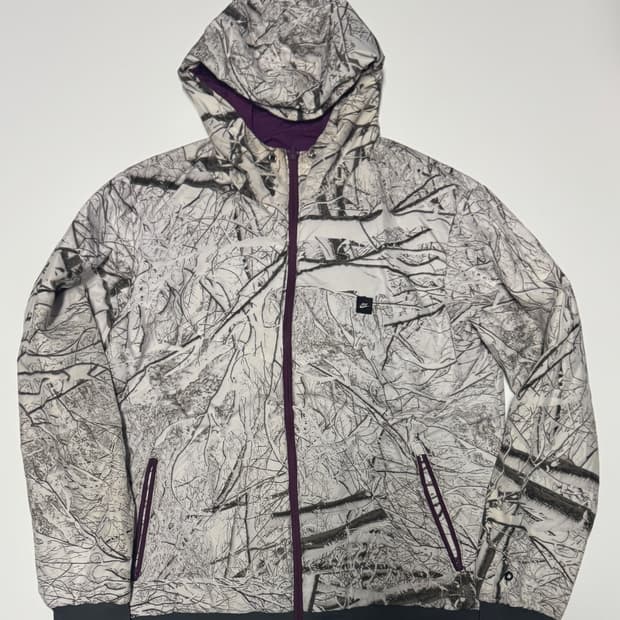 희귀!! 나이키 올드스쿨 스노우 카모 폴리 후드 자켓 L