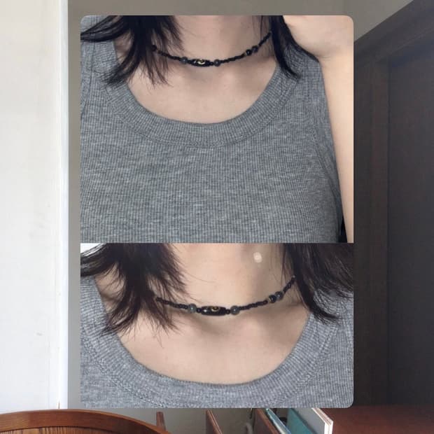 빈티지 비즈 목걸이 / black simple sp necklace