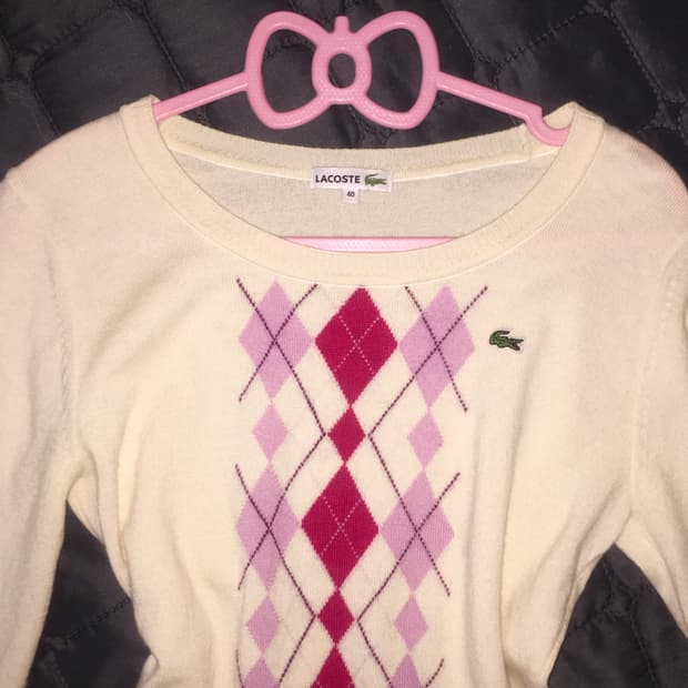 🎀 라코스테 갸루 핑크 아가일 니트 🎀 라떼갸루 오네갸루 y2k 