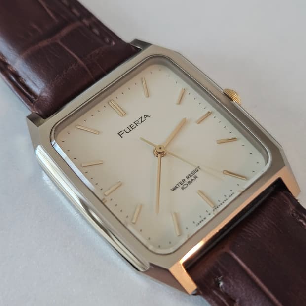 빈티지 오리엔트 FUERZA 사각 가죽 시계