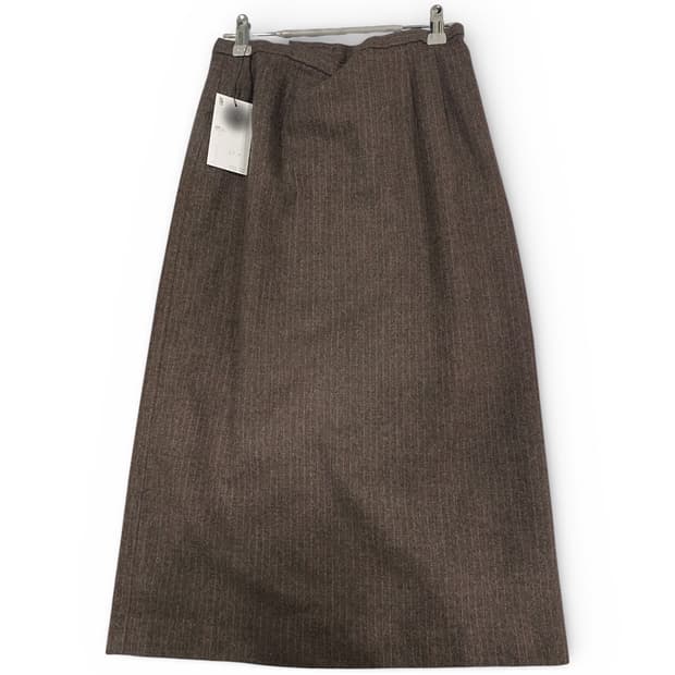 브라운 핑크 스트라이프 울스커트