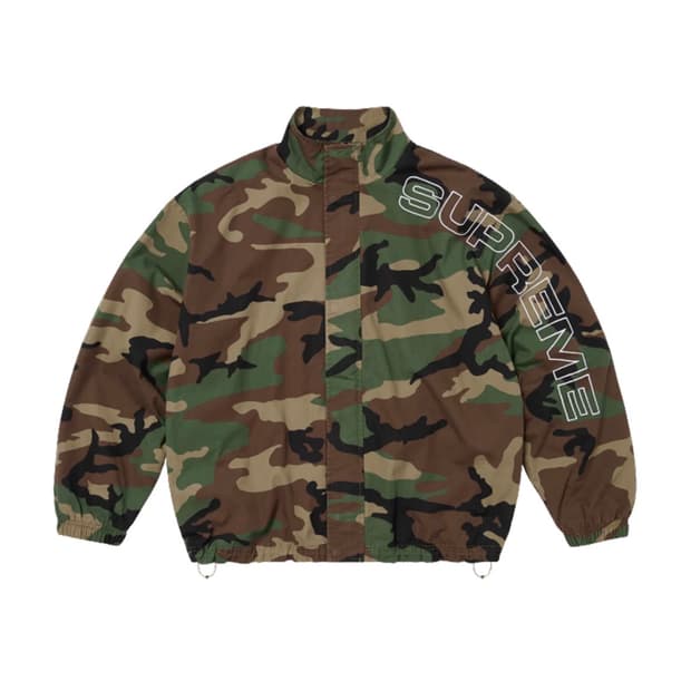 [L] 슈프림 스펠아웃 자수 립스탑 트랙 자켓 우드랜드 카모 - 25FW