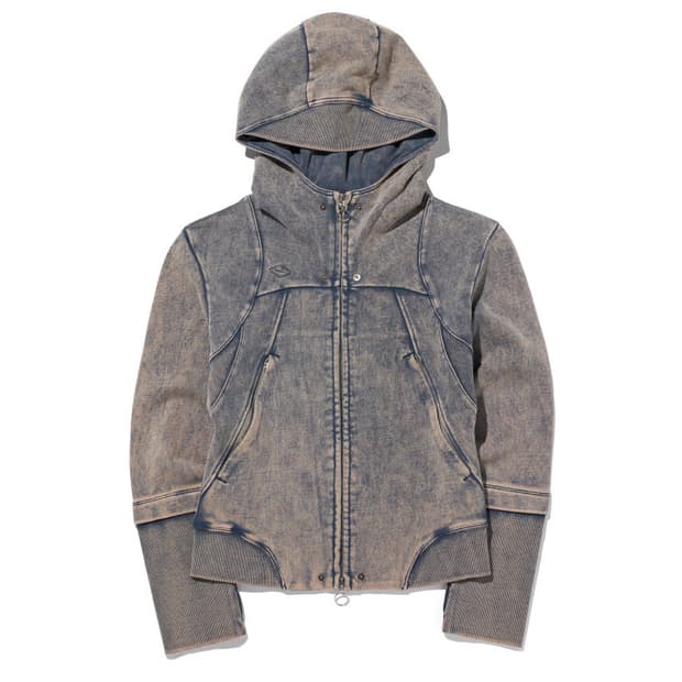 미스치프 롬버스 펀칭 후드집업 블리치드 네이비