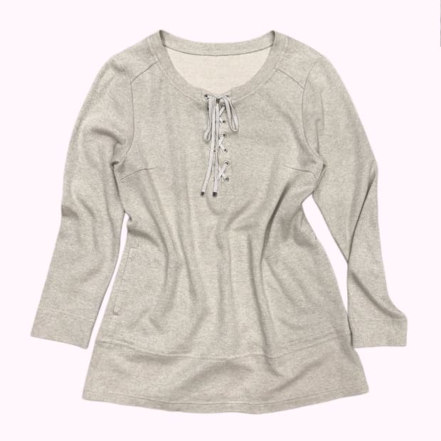 glitter oatmeal lace-up t-shirt