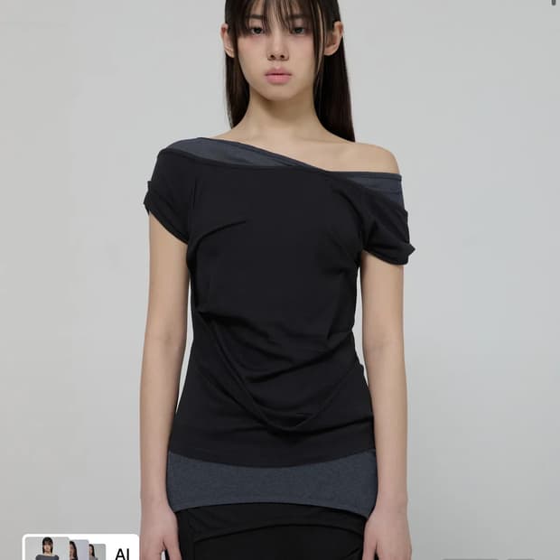 2-Layered Top (FL-141_Black&Charcoal)