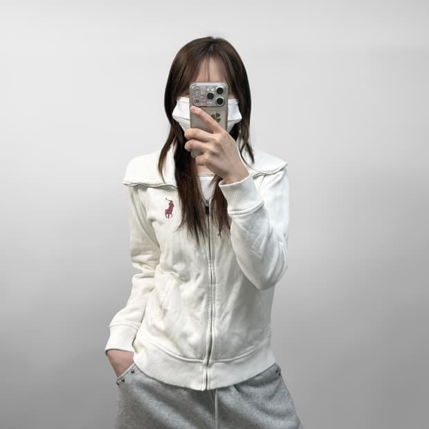 폴로 랄프로렌 빅 포니 스웻 집업 화이트