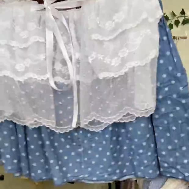 크루빈티지 블루 도트 스커트