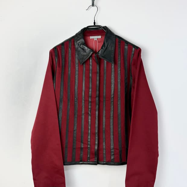 이태리 빈티지 레더 트리밍 블루종