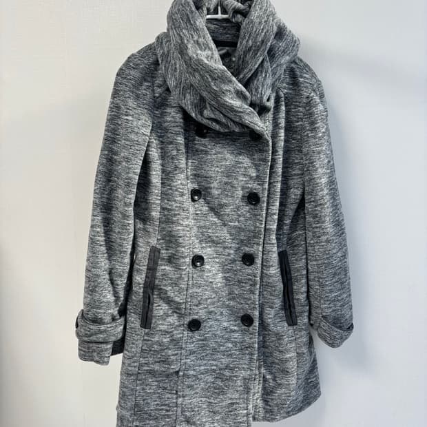 bbp 갸루 멜란지 더플 버튼 빅 숄 점퍼