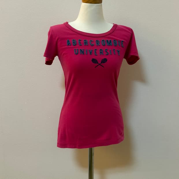 아베크롬비 핑크 딱붙 반팔티