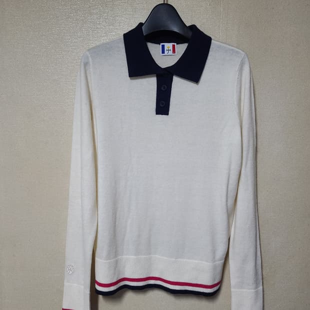 까스텔바작 울캐시 배색 카라 니트