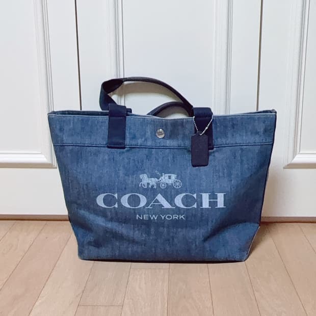 코치 데님 토트백
