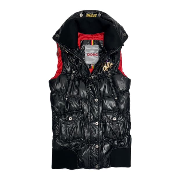 DOHC 스팽글 로고 유광 패딩 베스트 조끼 y2k 와투케