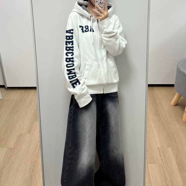 아베크롬비 자수로고 화이트 후드집업