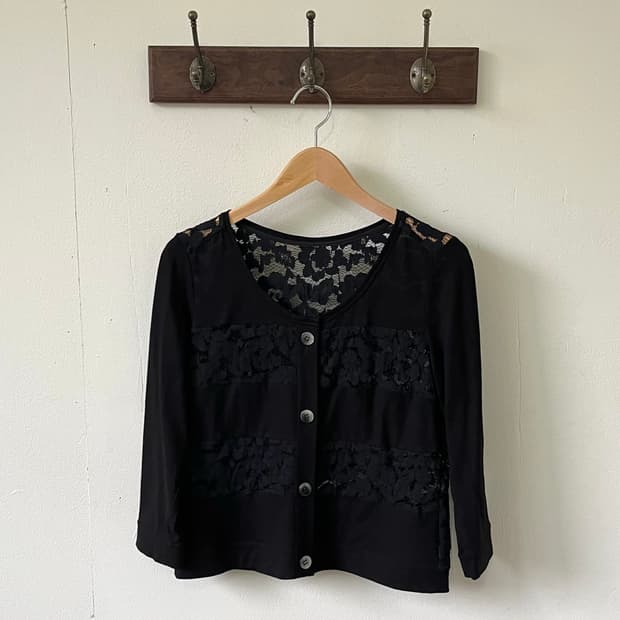 vivapresto 블랙 시스루 가디건