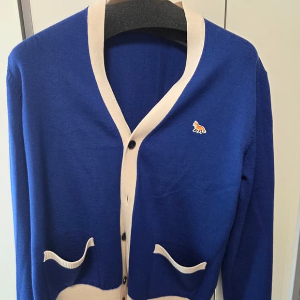 매종키츠네 남성 가디건 블루  L사이즈 BABY FOX PATCH BIC