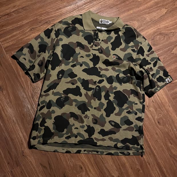 25ss 베이프 카모 자카드 로고 폴로 카라티 L
