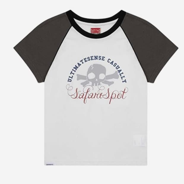 사파리스팟 1/2 multi skull raglan tee