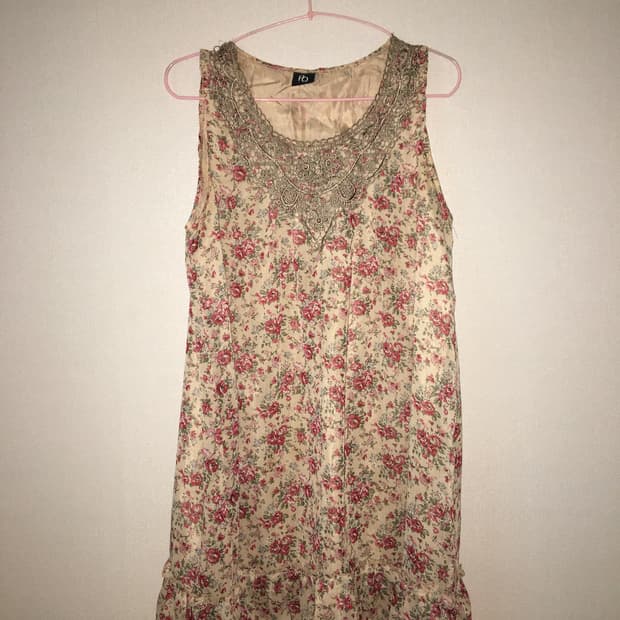 빈티지 모리 플라워 크로쉐 민소매 원피스