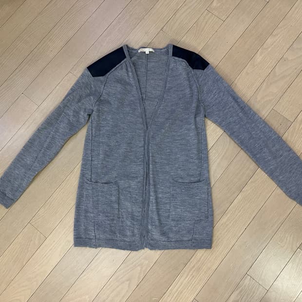 maje 마쥬 캐시미어 100 가디건 니트 가죽 디테일