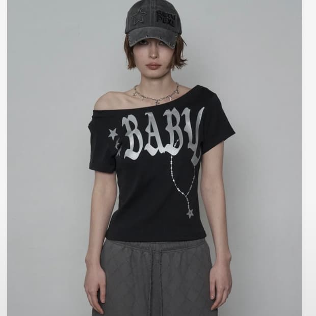 셋업이엑스이 베이비 와이드 넥 탑 BABY WIDE NECK TOP